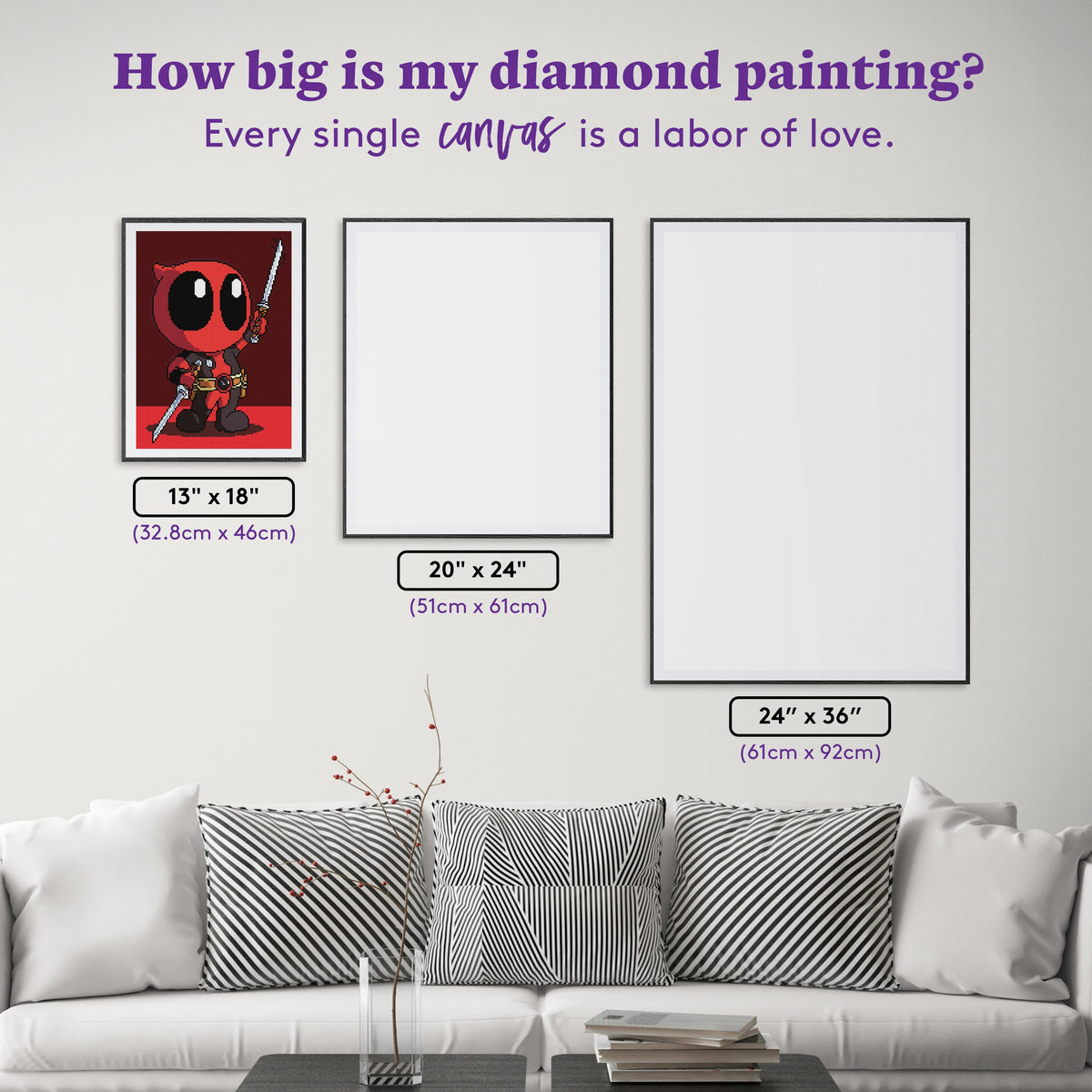 Diamond Painting Deadpool 13" x 18" (32.8cm x 46cm) / Round with 15 Colors including 3 ABs / 19,188