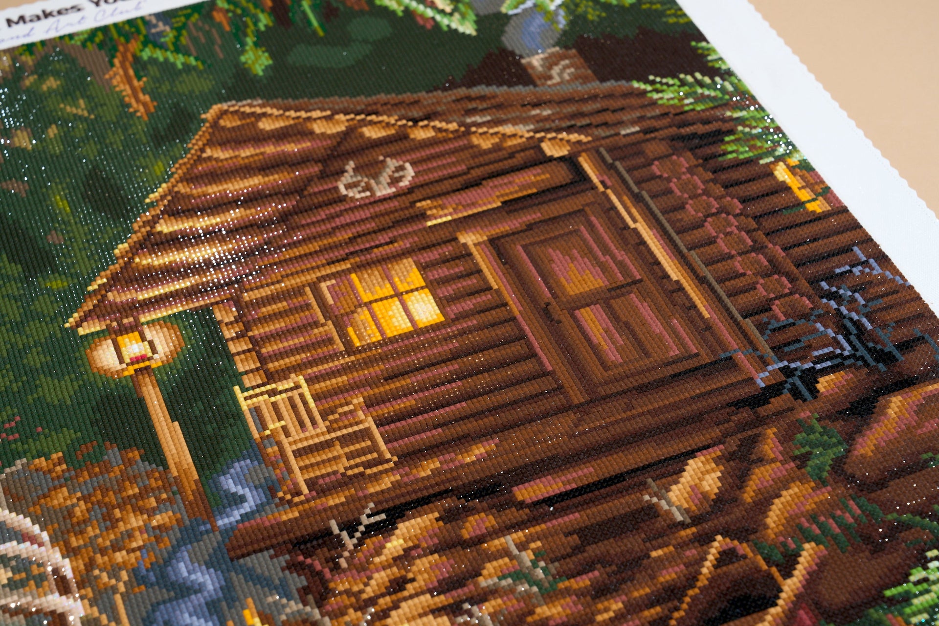 Diamond Painting Deer Creek Cabin 25.6" x 34.3" (65cm x 87cm) / Square with 56 Colors including 3 ABs and 3 Fairy Dust Diamonds / 91,089