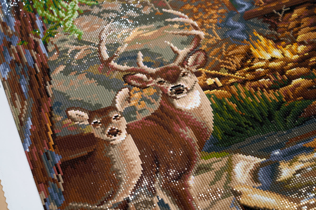 Diamond Painting Deer Creek Cabin 25.6" x 34.3" (65cm x 87cm) / Square with 56 Colors including 3 ABs and 3 Fairy Dust Diamonds / 91,089