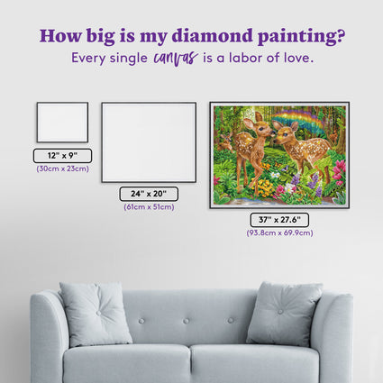 Diamond Painting Deer Harmony 37" x 27.6" (93.8cm x 69.9cm) / Square with 72 Colors including 3 ABs and 3 Fairy Dust Diamonds / 105,937