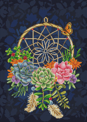 Diamond Painting Desert Bloom Dreamcatcher 20" x 28" (50.7cm x 70.6cm) / Round with 46 Colors including 3 ABs and 3 Fairy Dust Diamonds / 45,612