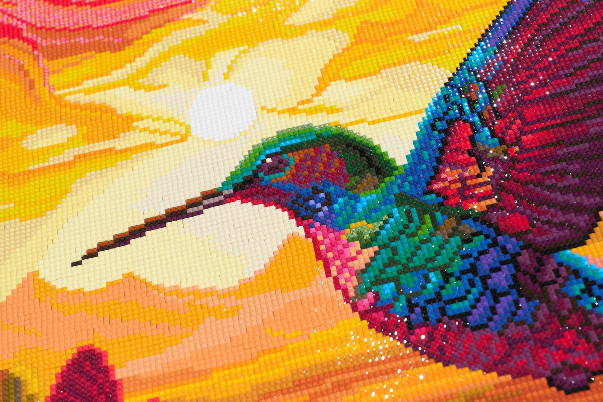 Diamond Painting Desert Hummingbird 20" x 33" (50.8cm x 83.7cm) / Square with 65 Colors including 2 ABs and 2 Fairy Dust Diamonds / 68,544