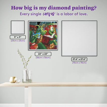 Diamond Painting Devouring a Good Book 22" x 22″ (56cm x 56cm) / Round with 53 Colors including 4 ABs / 39,601