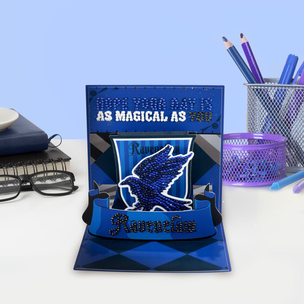 Diamond Painting Diamond Pop Card™ - Ravenclaw™ 5.8" x 5.8" (14.9cm × 14.9cm) / Round With 6 Colors Including 1 Iridescent Diamond and 3 Fairy Dust Diamonds / 766