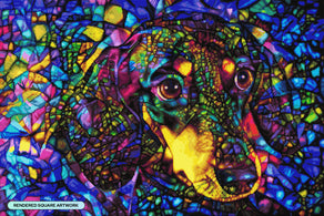 Diamond Painting Dixie the Stained Glass Dachshund 41.3" x 27.6" (104.8cm x 69.9cm) / Square with 61 Colors including 2 ABs and 4 Fairy Dust Diamonds / 118,301