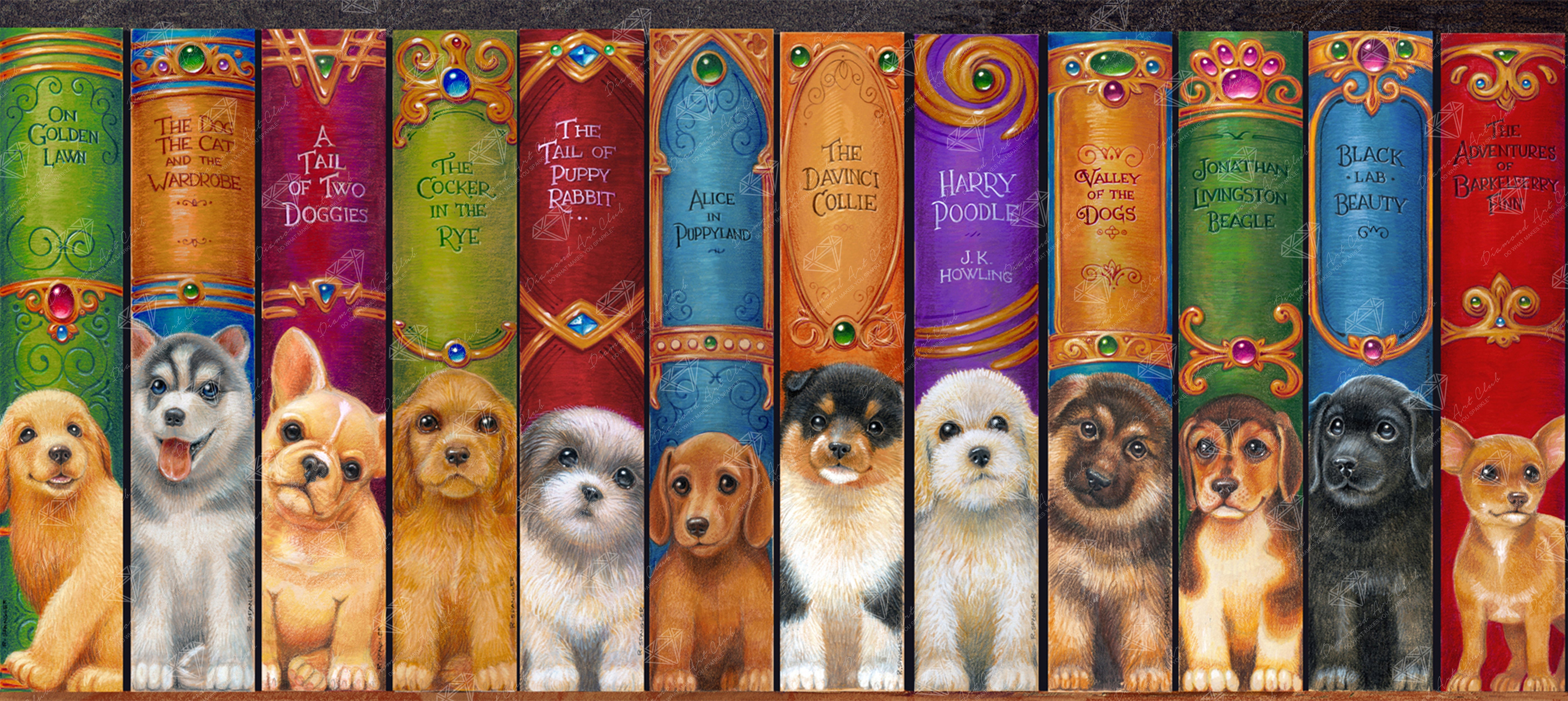 Dog Bookshelf diamond store painting