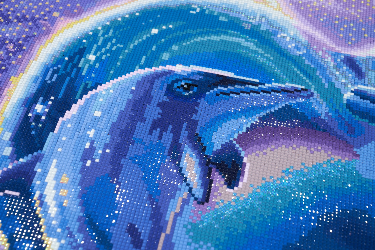 Diamond Painting Dolphins In Love 34.7" x 27.6" (88cm x 70cm) / Square with 67 Colors including 5 ABs and 2 Fairy Dust Diamonds / 99,193