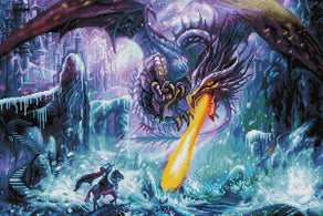 Diamond Painting Dragon Attack! 30" x 20″ (76cm x 51cm) / Square With 45 Colors Including 3 ABs / 60,004