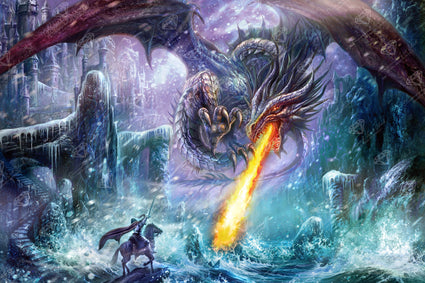 Diamond Painting Dragon Attack! 30" x 20″ (76cm x 51cm) / Square With 45 Colors Including 3 ABs / 60,004