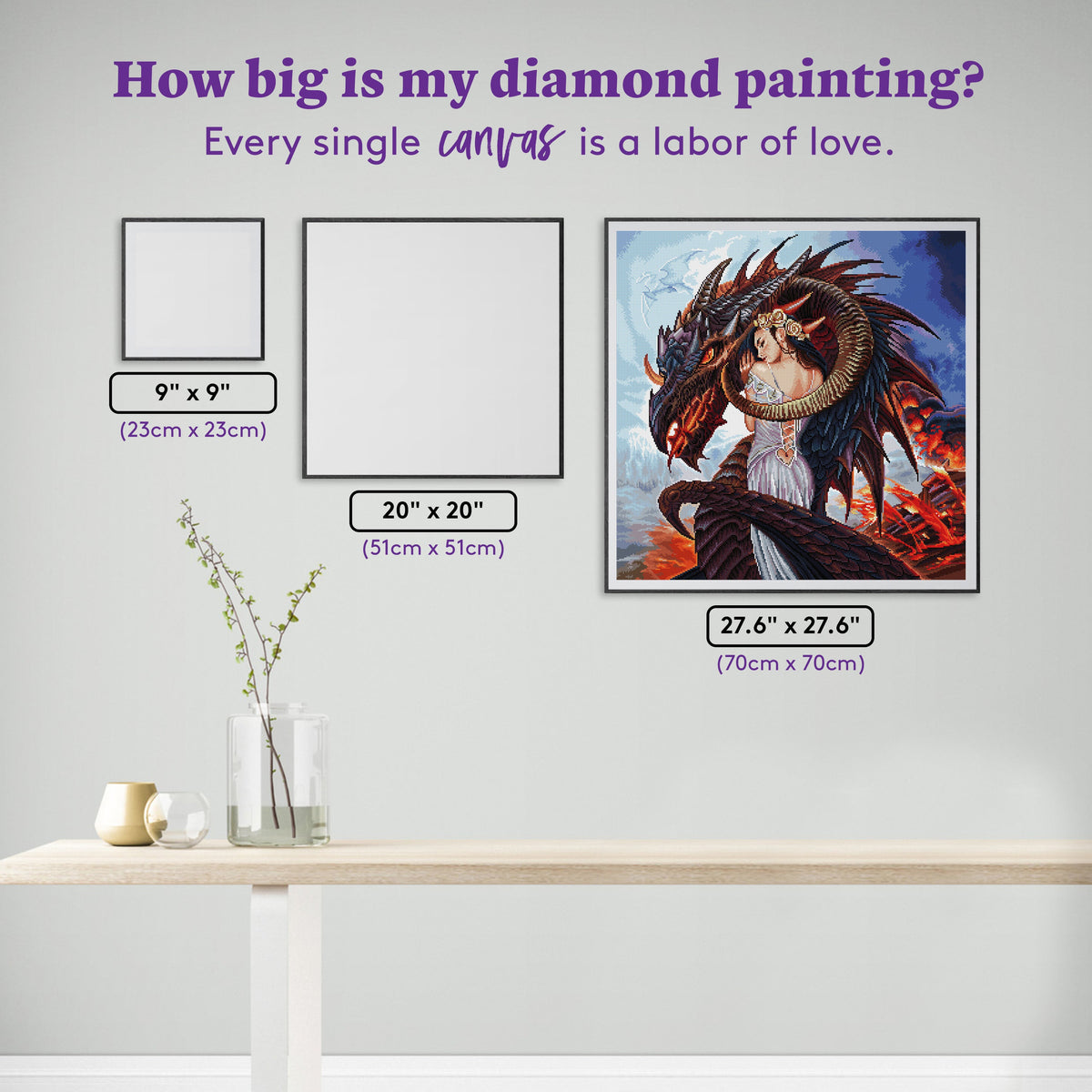 Diamond Painting Dragon Scold 27.6" x 27.6" (70cm x 70cm) / Square with 62 Colors including 2 ABs and 3 Fairy Dust Diamonds / 78,961