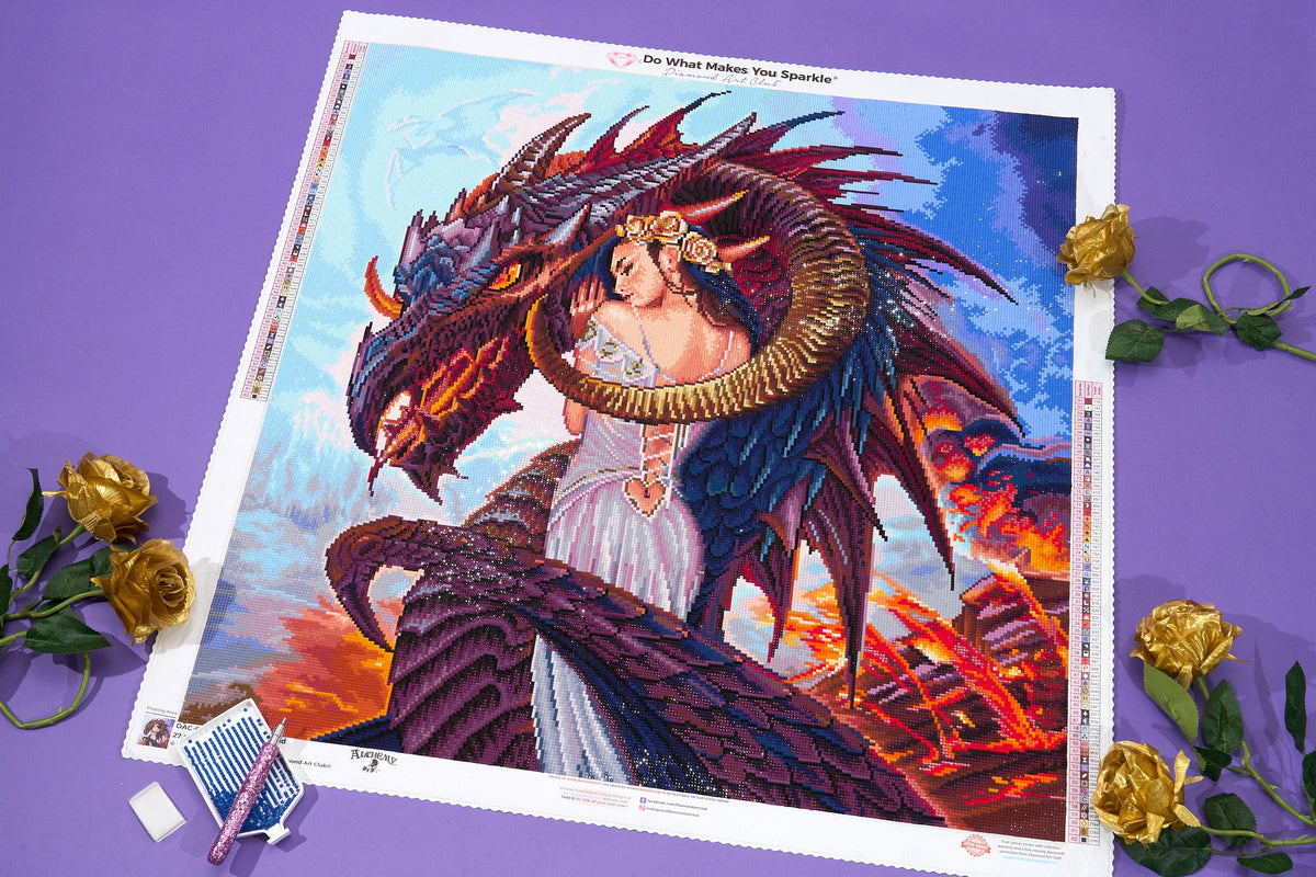 Diamond Painting Dragon Scold 27.6" x 27.6" (70cm x 70cm) / Square with 62 Colors including 2 ABs and 3 Fairy Dust Diamonds / 78,961