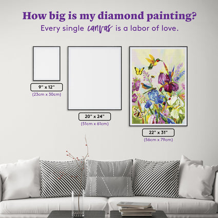 Diamond Painting Dragonflies and Hummingbirds 22" x 31" (56cm x 79cm) / Round with 59 Colors including 4 ABs / 55,919