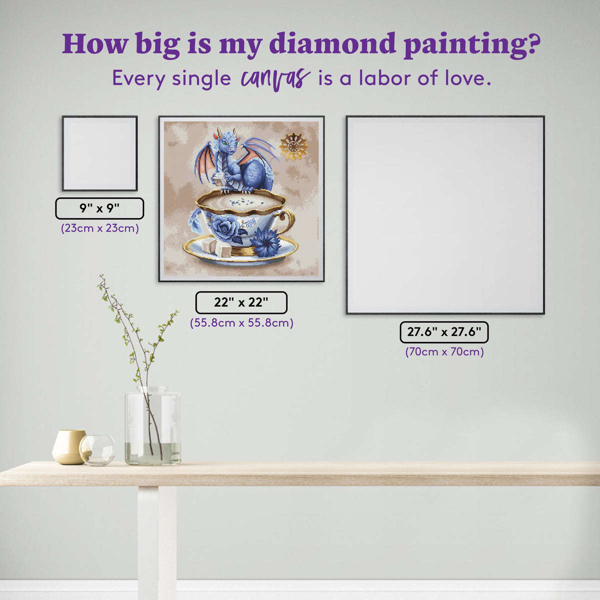 Diamond Painting Earl Grey 22" x 22" (55.8cm x 55.8cm) / Square with 46 Colors including 1 AB and 1 Electro Diamond and 3 Iridescent Diamonds and 5 Fairy Dust Diamonds / 50,176