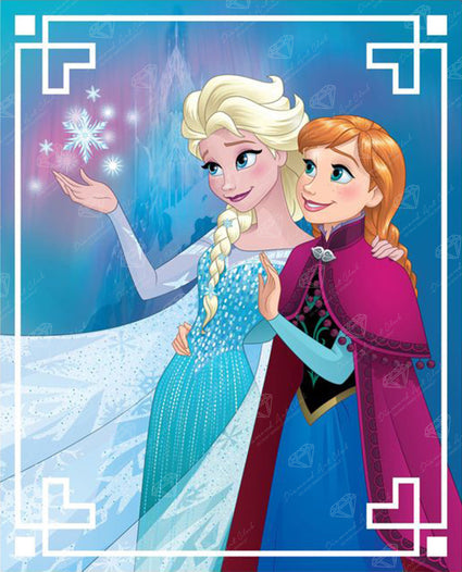 Diamond Painting Elsa and Anna 22" x 27" (55.6cm x 68.8cm) / Round with 79 Colors including 1 AB and 1 Iridescent Diamond and 4 Fairy Dust Diamonds / 50,500