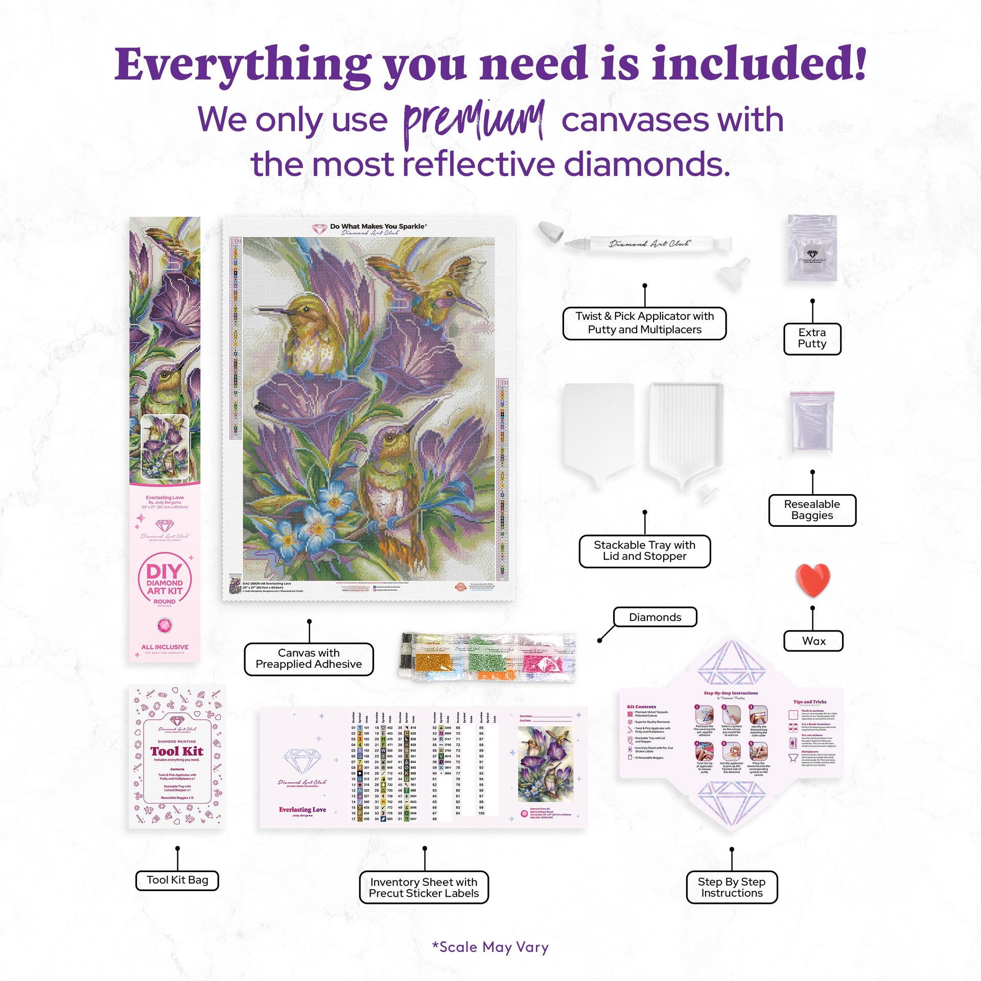 Diamond Painting Everlasting Love 20" x 27" (50.7cm x 69cm) / Round With 60 Colors Including 4 ABs / 44,526