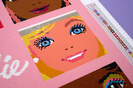 Diamond Painting Faces of Barbie 20" x 20" (50.8cm x 50.8cm) / Square with 49 Colors including 3 ABs and 1 Fairy Dust Diamond / 41,616