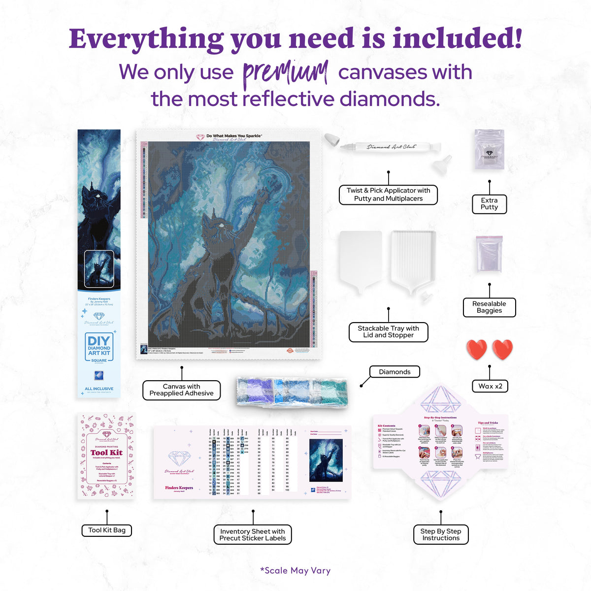 Diamond Painting Finders Keepers 22" x 28" (55.8cm x 70.7cm) / Square with 39 Colors including 1 Iridescent Diamond and 3 Fairy Dust Diamonds / 63,616