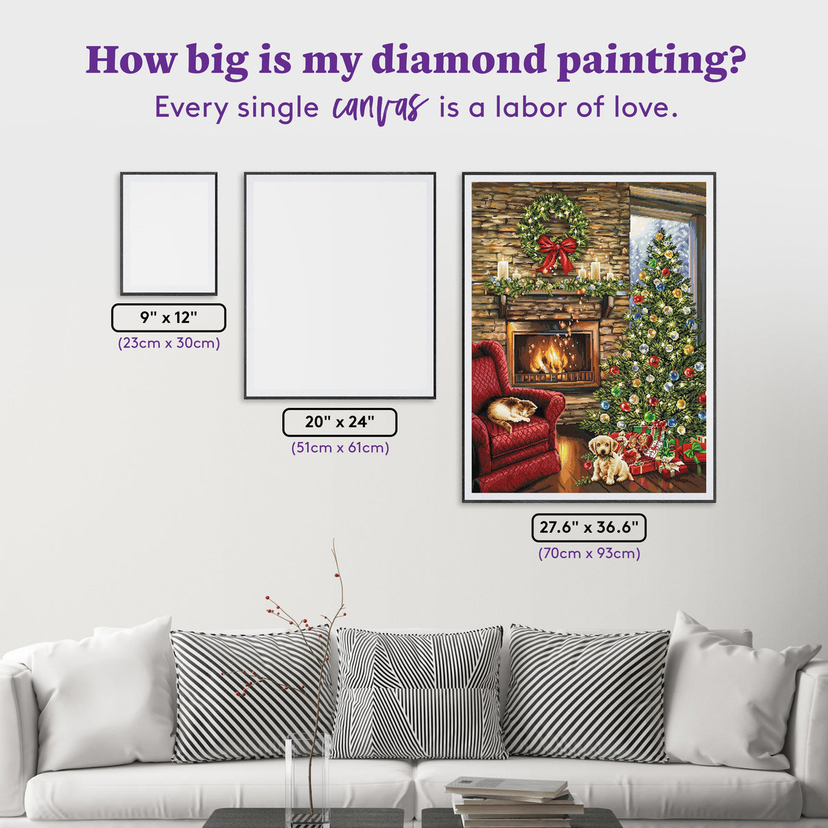 Diamond Painting Fireside Christmas 27.6" x 36.6" (70cm x 93cm) / Square with 60 Colors including 3 AB and 2 Fairy Dust Diamonds / 104,813