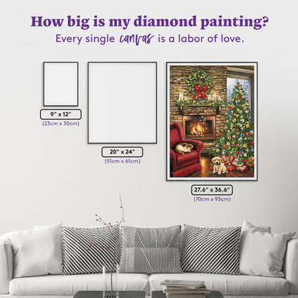 Diamond Painting Fireside Christmas 27.6" x 36.6" (70cm x 93cm) / Square with 60 Colors including 3 AB and 2 Fairy Dust Diamonds / 104,813