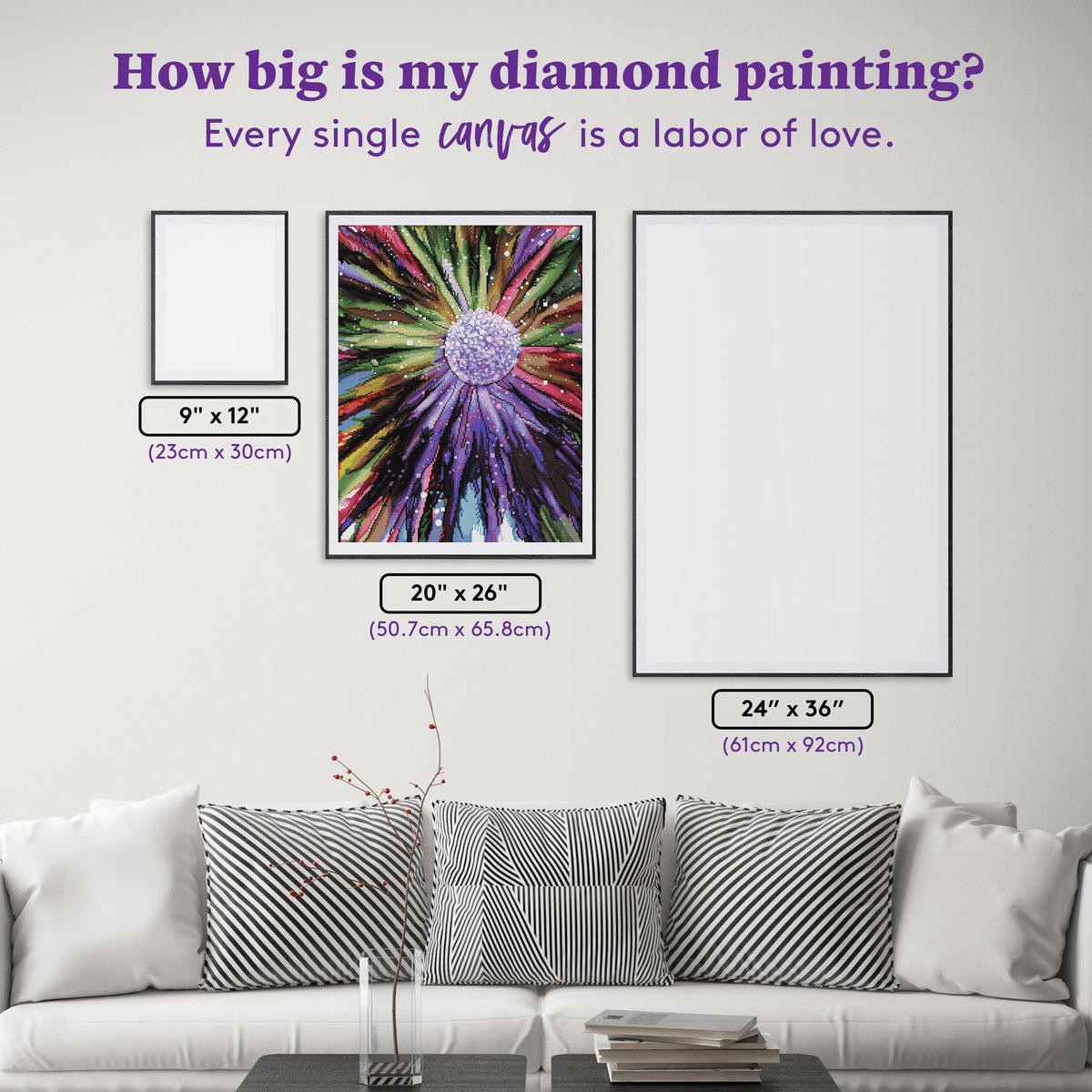 Diamond Painting Fireworks Bloom 20" x 26" (50.7cm x 65.8cm) / Round with 53 Colors including 4 ABs / 42,535