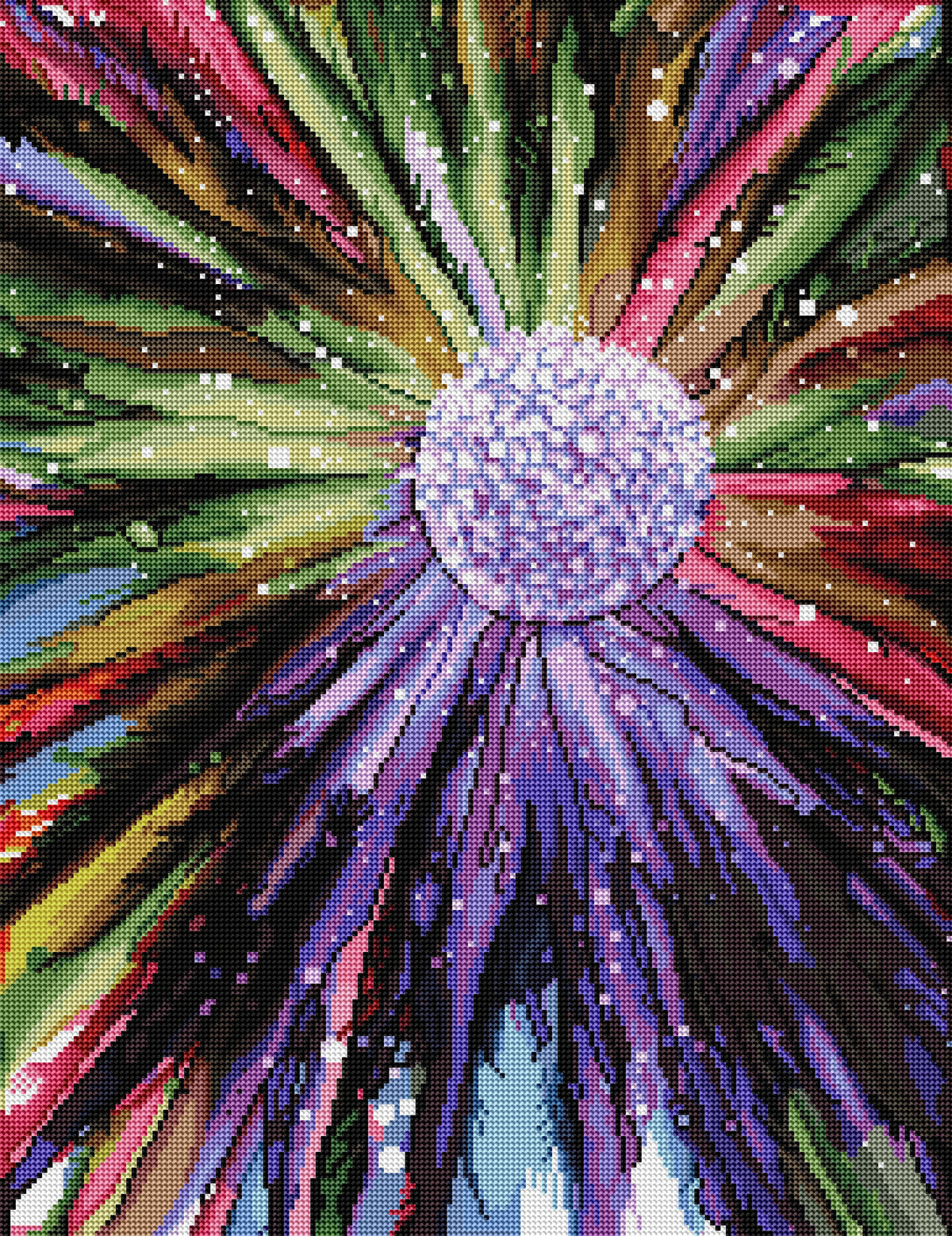 Diamond Painting Fireworks Bloom 20" x 26" (50.7cm x 65.8cm) / Round with 53 Colors including 4 ABs / 42,535