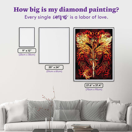 Diamond Painting Flameblade Dragon 27.6" x 37.4" (70cm x 95cm) / Square with 31 Colors including 5 ABs / 107,061