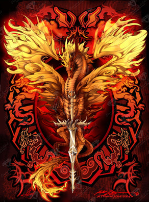 Diamond Painting Flameblade Dragon 27.6" x 37.4" (70cm x 95cm) / Square with 31 Colors including 5 ABs / 107,061