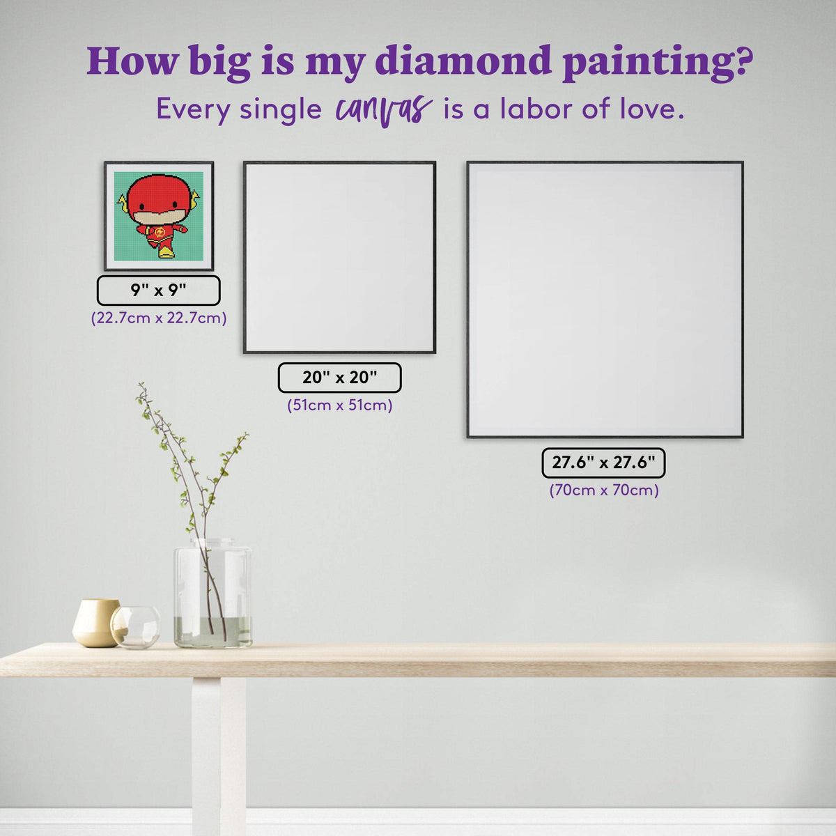 Diamond Painting Flash Chibi 9" x 9" (22.7cm x 22.7cm) / Round With 15 Colors Including 1 ABs and 1 Fairy Dust Diamonds / 6,561