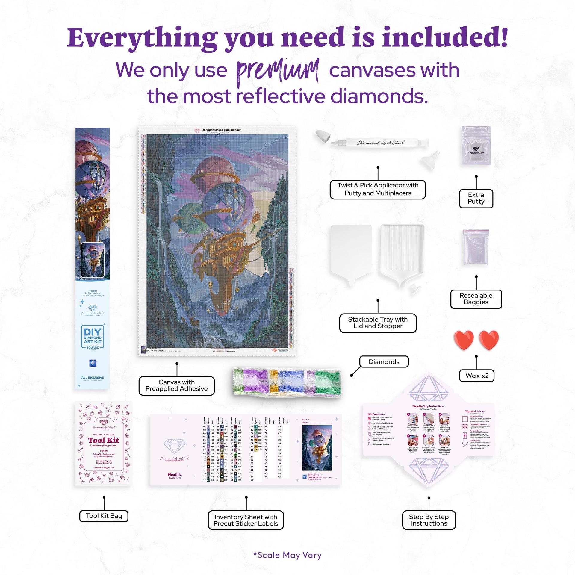 Diamond Painting Floatilla 27.6" x 41.3" (70cm x 105cm) / Square with 59 Colors including 1 ABs and 3 Fairy Dust Diamonds / 118,301