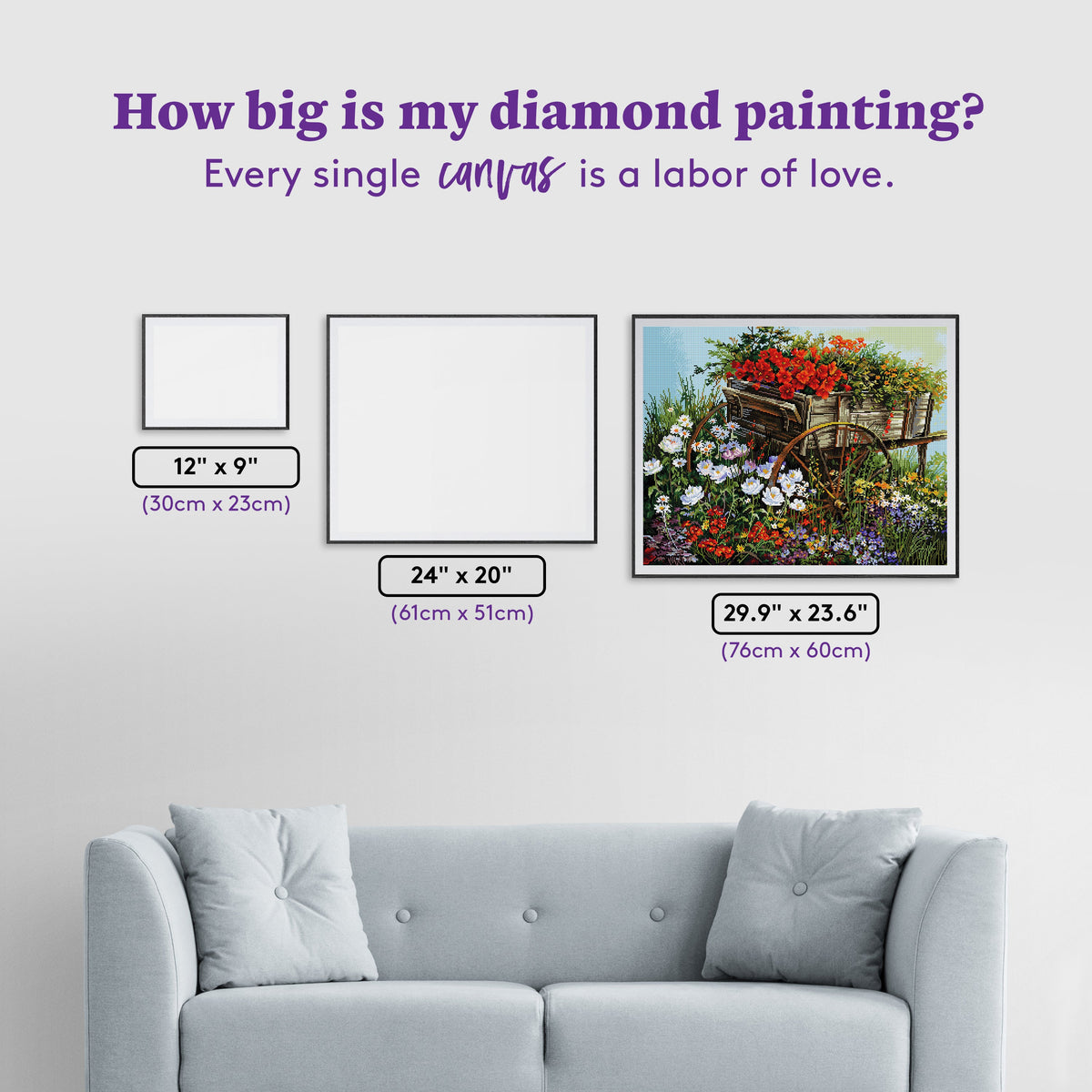 Diamond Painting Flower Wagon 29.9" x 23.6" (76cm x 60cm) / Square With 56 Colors Including 4 ABs / 73,200