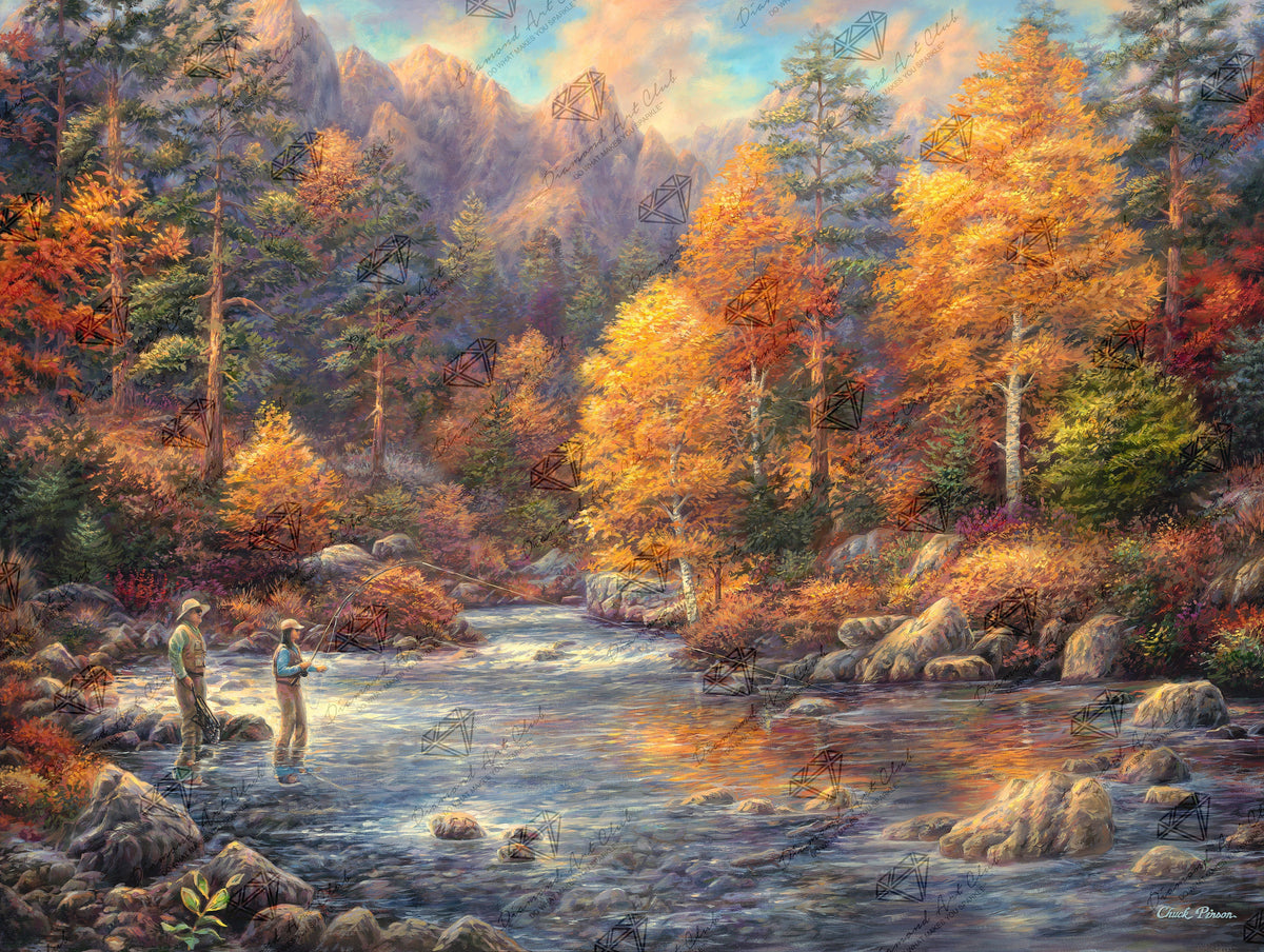 Diamond Painting Fly Fishing Legacy 36.6" x 27.6" (93cm x 70cm) / Square with 60 Colors including 2 ABs / 104,813