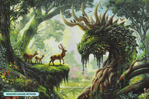 Diamond Painting Forest Dragon, the Encounter 41.3" x 27.6" (104.8cm x 69.9cm) / Square With 85 Colors Including 2 ABs and 5 Fairy Dust Diamonds / 118,301