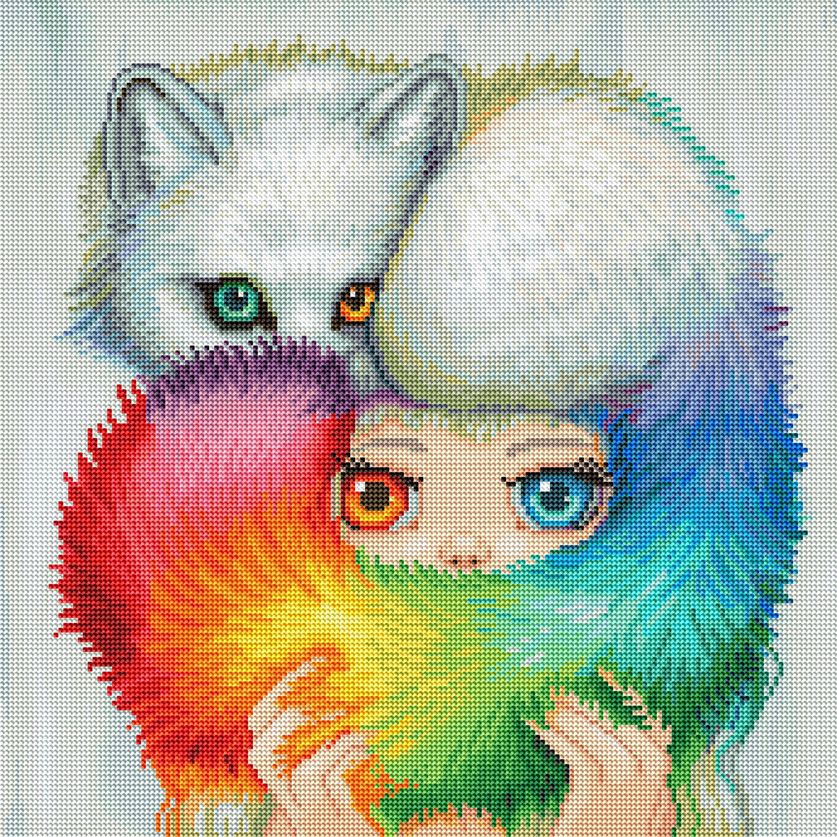 Diamond Painting Foxy Lady 17" x 17" (42.8cm x 42.8cm) / Square with 74 Colors including 3 ABs and 1 Fairy Dust Diamonds / 29,584