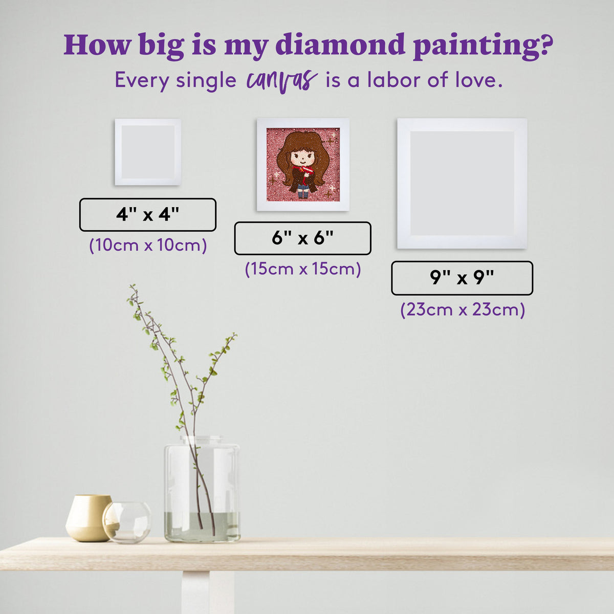 Diamond Painting Frameables™ - Enchanting Hermione 6" x 6" (15cm x 15cm) / Round With 10 Colors Including 3 Iridescent Diamonds / 2,135