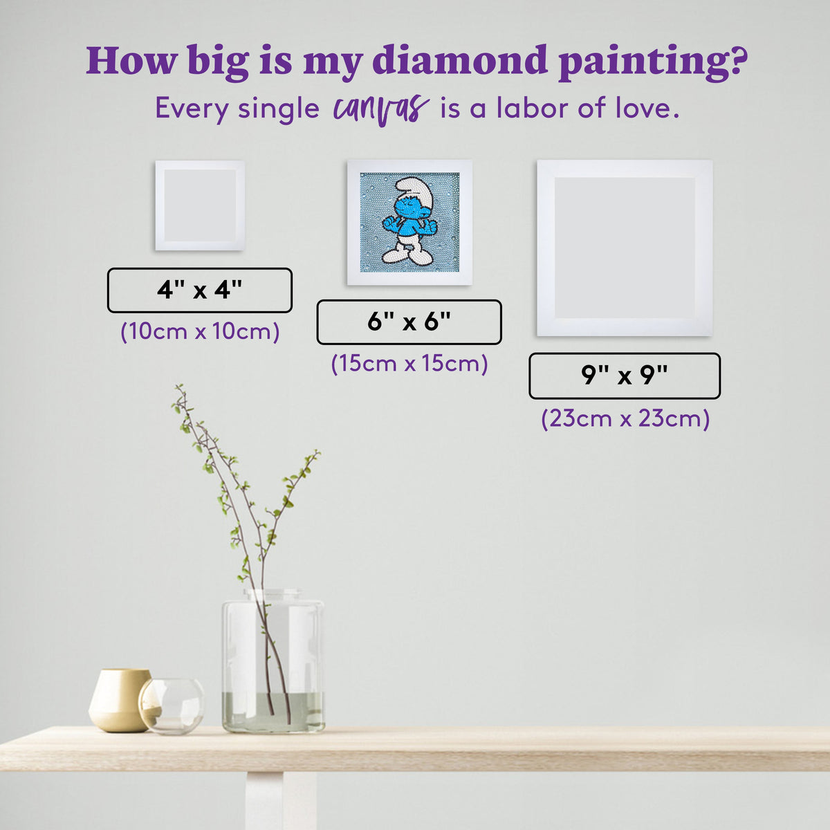 Diamond Painting Frameables™ - Hefty 6" x 6" (15cm x 15cm) / Round with 6 Colors including 3 Iridescent Diamonds / 2,439