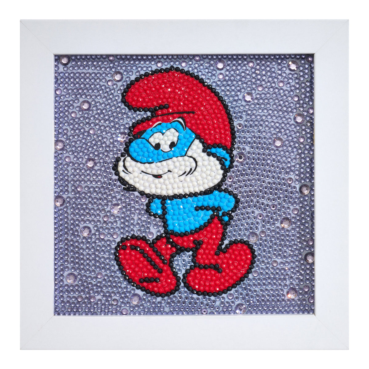 Diamond Painting Frameables™ - Papa Smurf 6" x 6" (15cm x 15cm) / Round with 7 Colors including 3 Iridescent Diamonds / 2,647