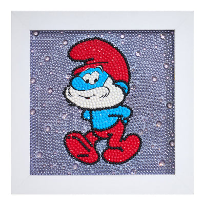 Diamond Painting Frameables™ - Papa Smurf 6" x 6" (15cm x 15cm) / Round with 7 Colors including 3 Iridescent Diamonds / 2,647