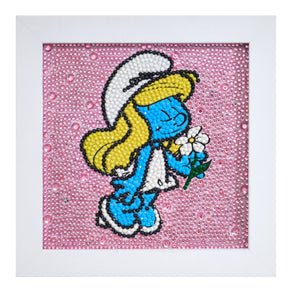 Diamond Painting Frameables™ - Smurfette 6" x 6" (15cm x 15cm) / Round with 8 Colors including 3 Iridescent Diamonds / 2,443