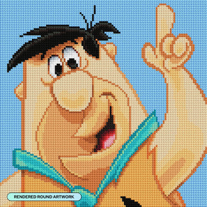 Diamond Painting Fred Flintstone 13" x 13" (32.8cm x 32.8cm) / Round With 28 Colors including 1 AB Diamonds and 2 Fairy Dust Diamonds / 13,689