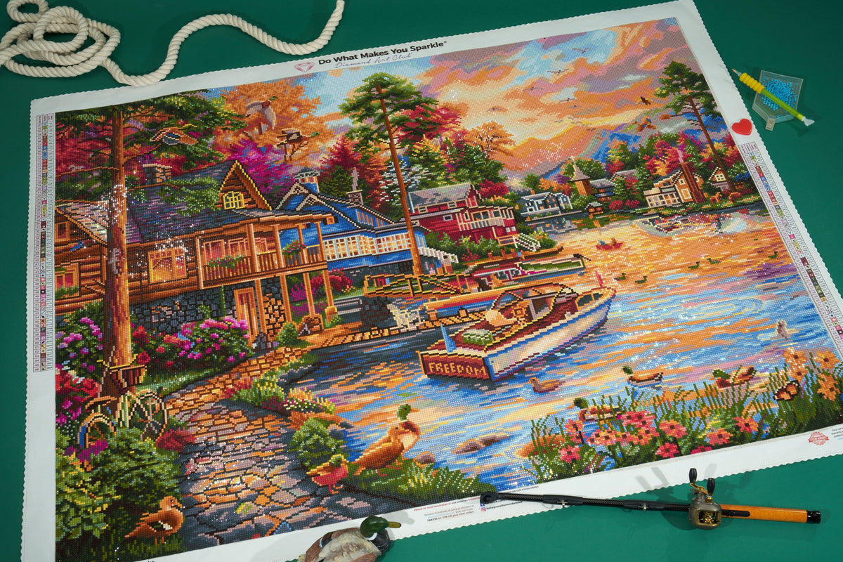 Diamond Painting Freedom at the Lake 36.6" x 27.6" (93cm x 70cm) / Square With 66 Colors Including 3 ABs / 104,813