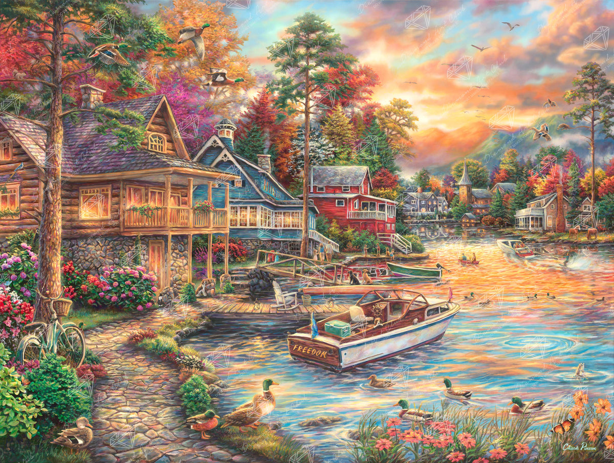 Diamond Painting Freedom at the Lake 36.6" x 27.6" (93cm x 70cm) / Square With 66 Colors Including 3 ABs / 104,813