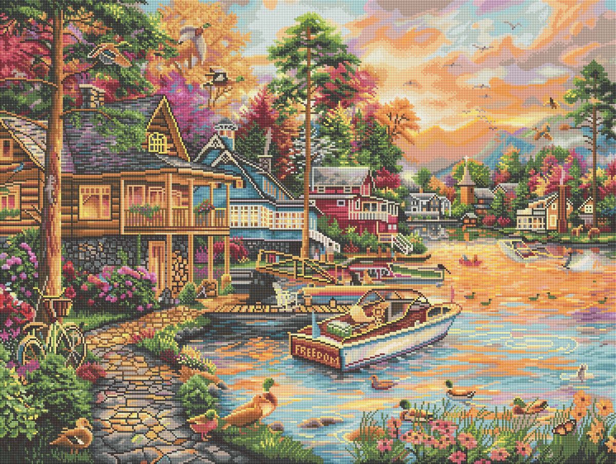 Diamond Painting Freedom at the Lake 36.6" x 27.6" (93cm x 70cm) / Square With 66 Colors Including 3 ABs / 104,813