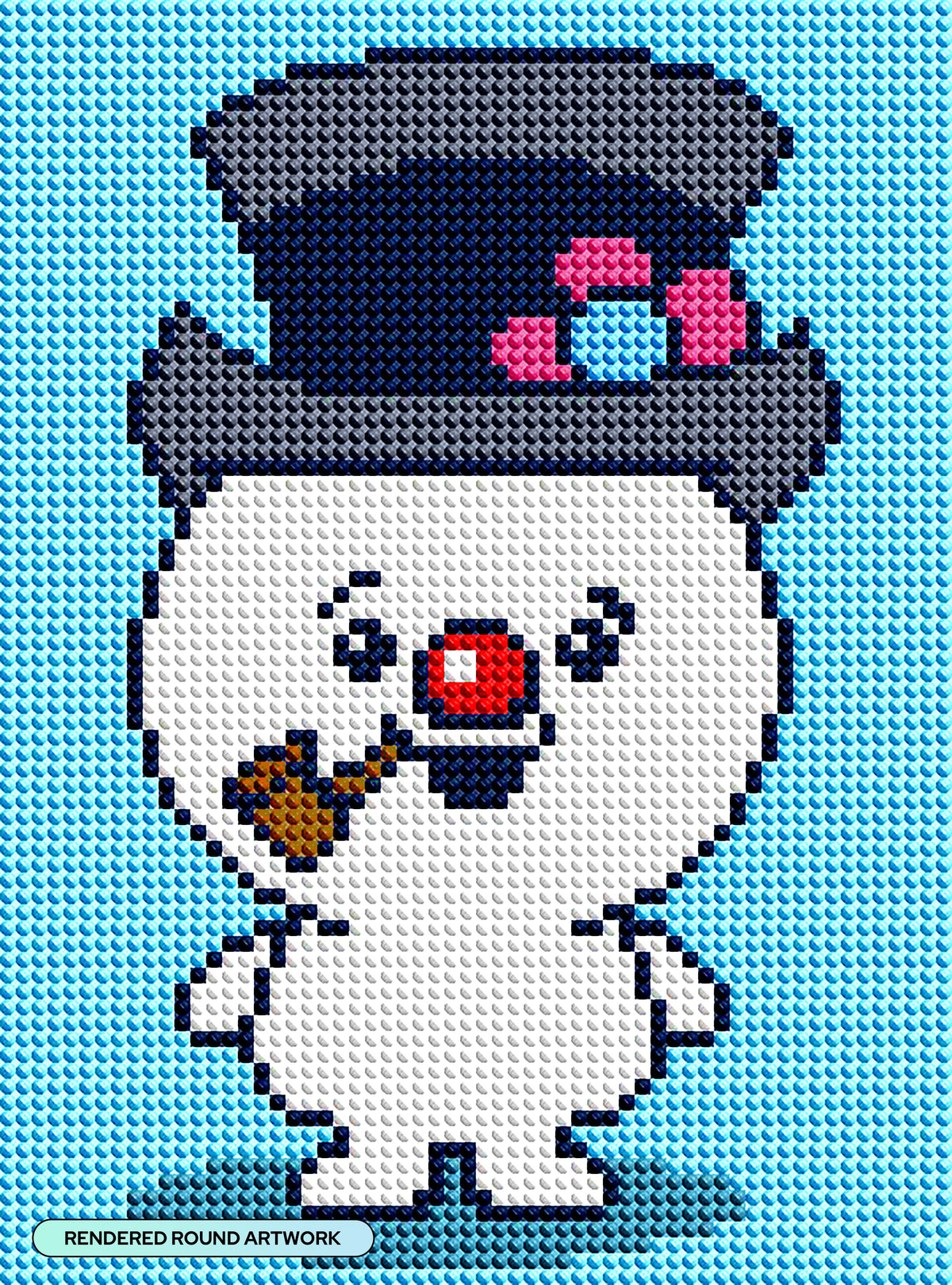 Diamond Painting Frosty the Snowman Chibi 6.6" x 9" (16.8cm x 22.7cm) / Round With 10 Colors including 2 AB Diamonds / 4,860