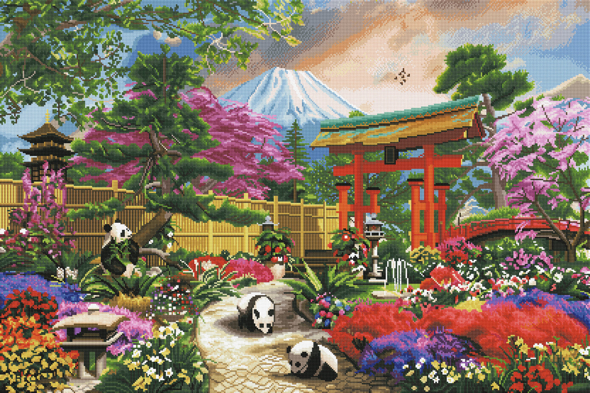 Diamond Painting Fuji Flora 41.3" x 27.6″ (105cm x 70cm) / Square with 66 Colors including 3 ABs / 115232