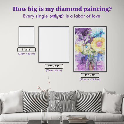 Diamond Painting Full of Blooms 22" x 31" (55.6cm x 78.7cm) / Round with 52 Colors including 3 ABs and 3 Fairy Dust Diamonds / 57,772