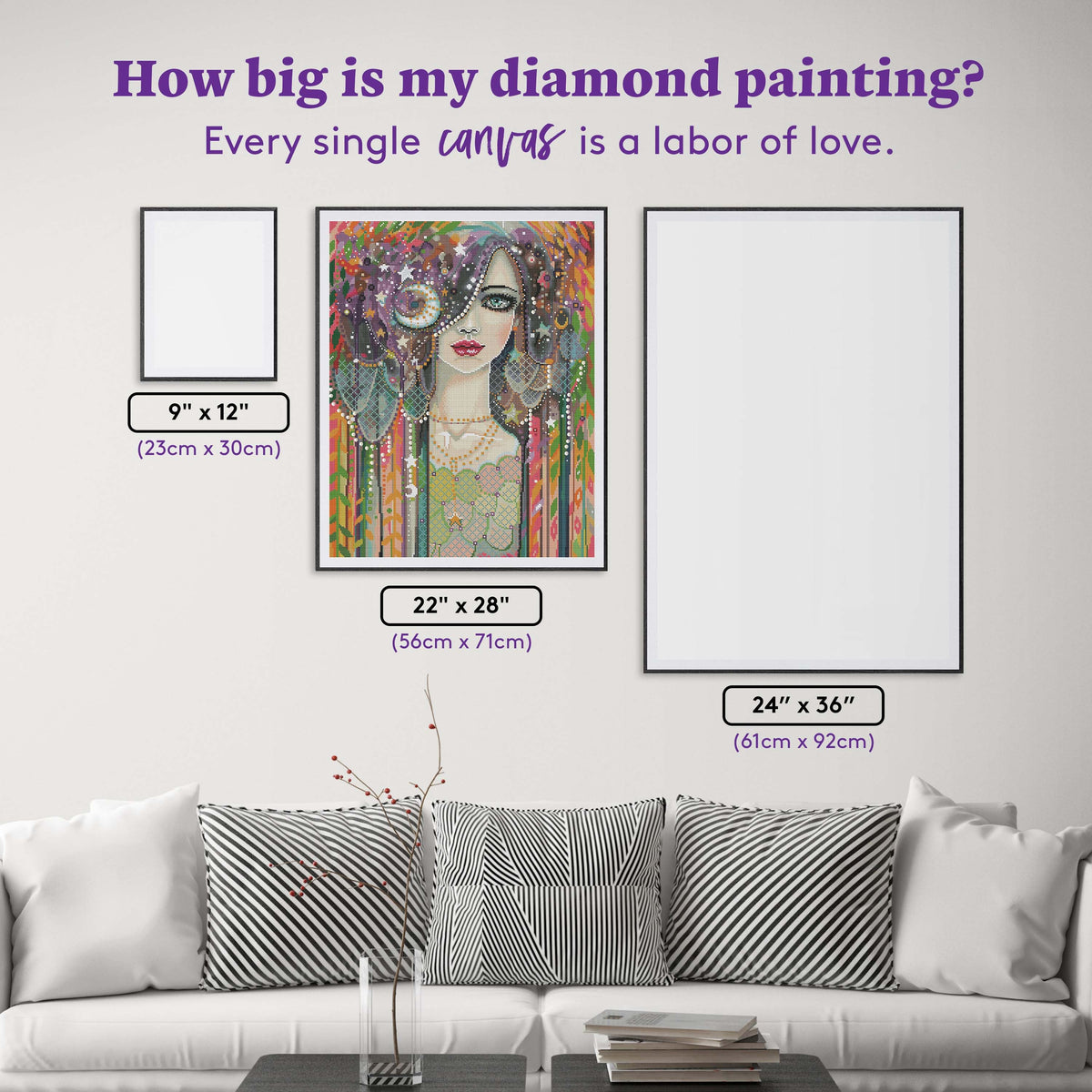 Diamond Painting Galaxy Girl 22" x 28″ (56cm x 71cm) / Round with 60 Colors including 3 ABs and 1 Special Diamond / 49,776