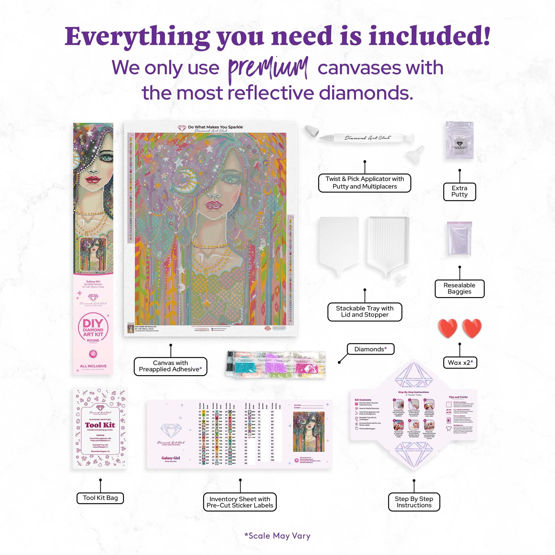 Diamond Painting Galaxy Girl 22" x 28″ (56cm x 71cm) / Round with 60 Colors including 3 ABs and 1 Special Diamond / 49,776