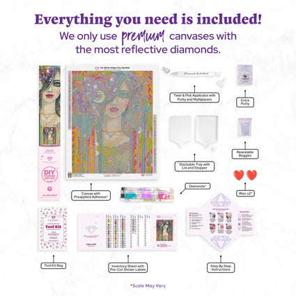 Diamond Painting Galaxy Girl 22" x 28″ (56cm x 71cm) / Round with 60 Colors including 3 ABs and 1 Special Diamond / 49,776