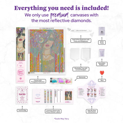 Diamond Painting Galaxy Girl 22" x 28″ (56cm x 71cm) / Round with 60 Colors including 3 ABs and 1 Special Diamond / 49,776