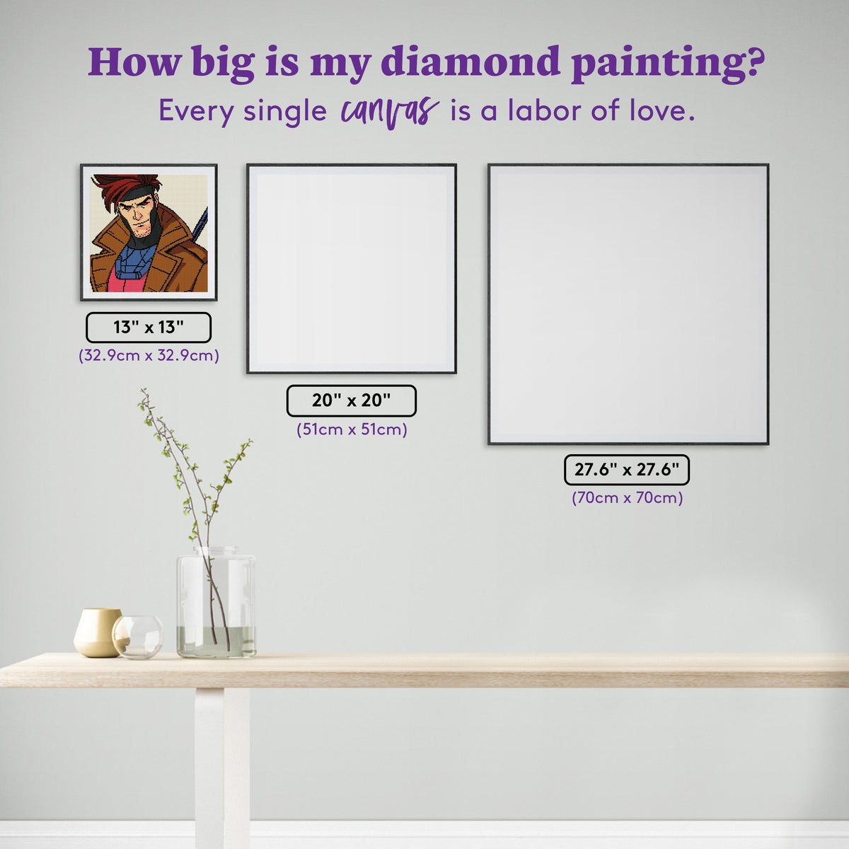 Diamond Painting Gambit 13" x 13" (32.9cm x 32.9cm) / Square with 15 Colors including 2 ABs / 17,424